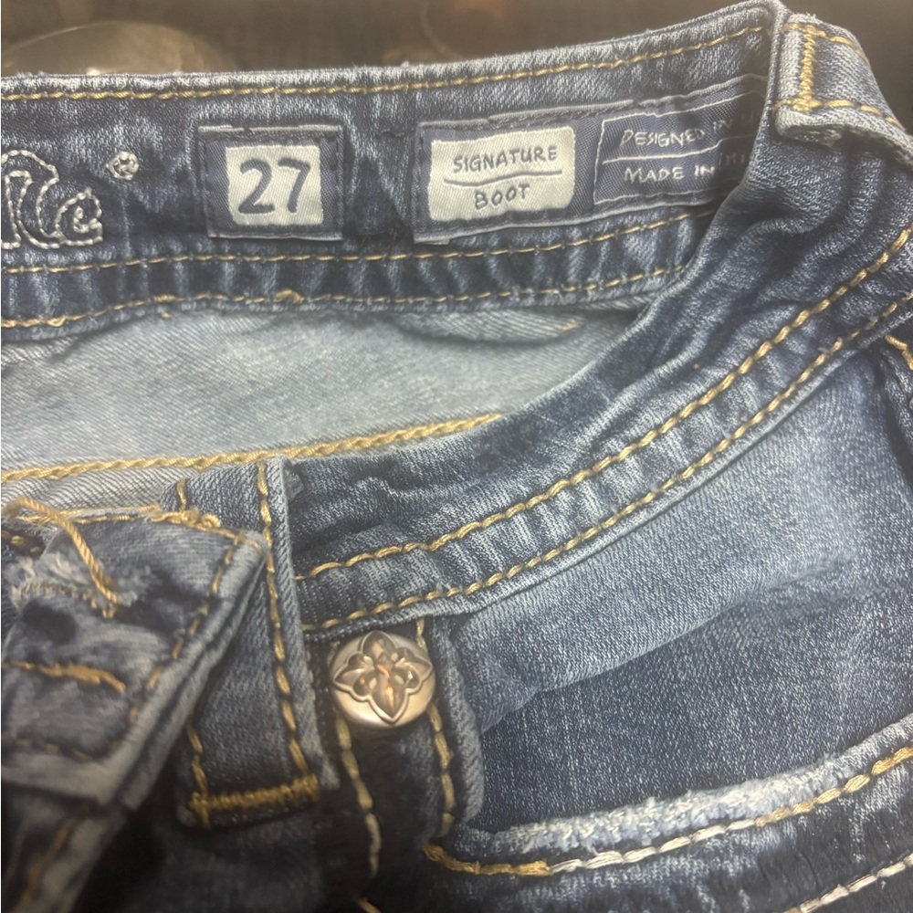 Miss Me Blue Boot Cut Jeans with Classic Detailing
